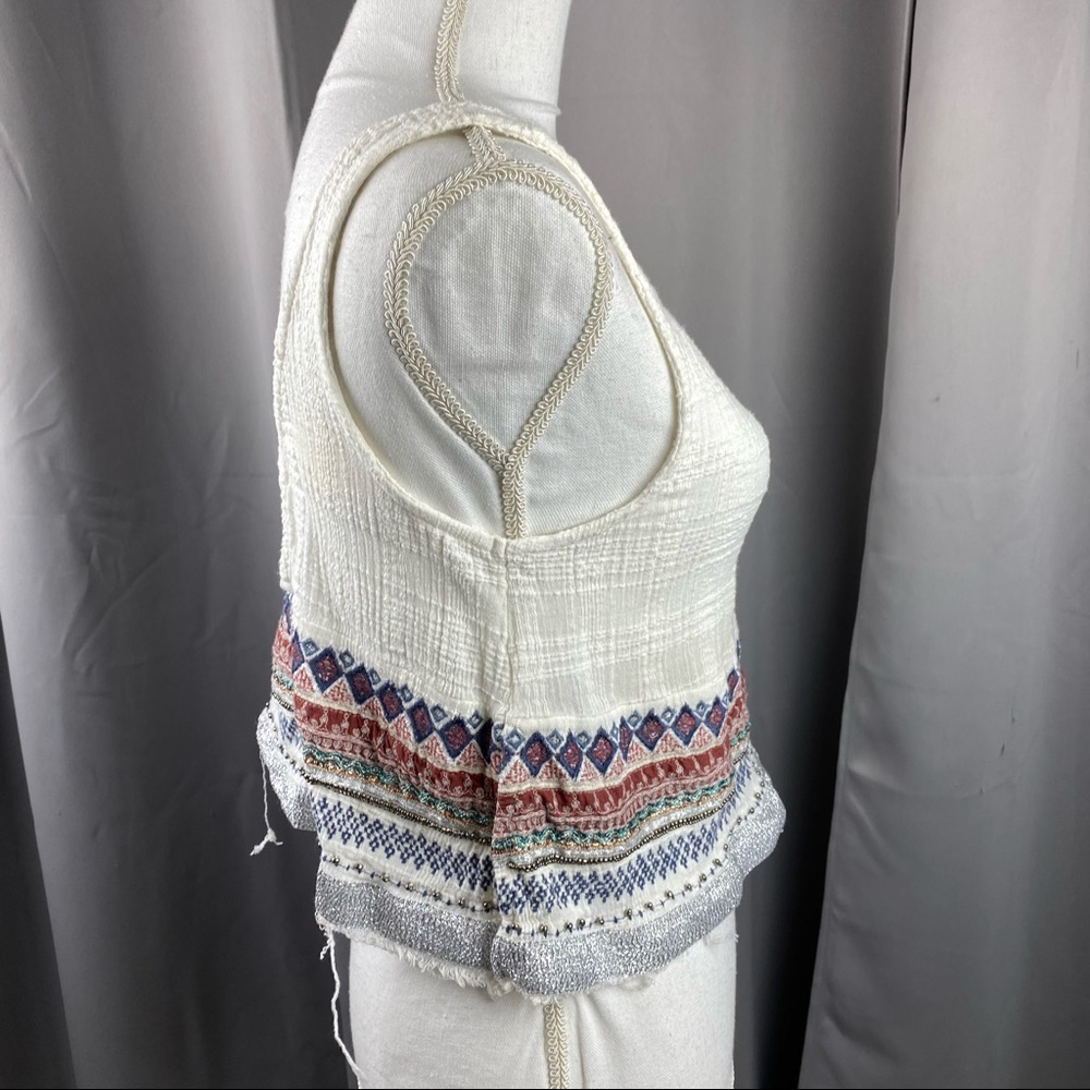 Ecote Beaded Linen Open Back Tank Top A14 - Picture 6 of 16